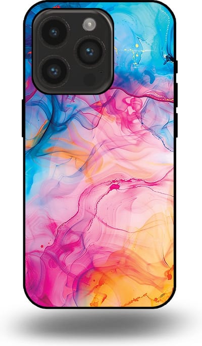 Smartphonica Telefoonhoesje Geschikt voor iPhone 14 Pro met Regenboog Acryl Marmer Opdruk - TPU Backcover Case Rainbow Acrylic Marble Design geschikt voor iPhone 14 Pro