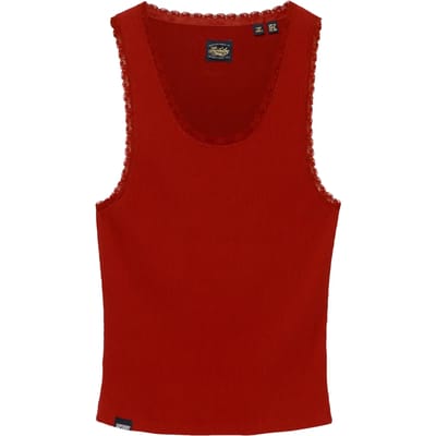Superdry Vintage Kanten Top Red Grootte: 38