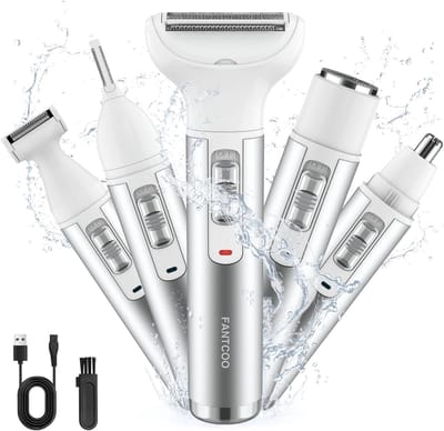 Elektrische Ladyshaver - Gezichtsverwijderaar - Huidverzorging - 5-in-1 Opzetstukken - 60 Min Draadloos - Wit