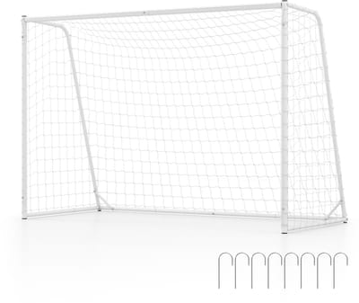 KOMFOTTEU Voetbaldoel - 300x205 cm - Voetbalgoal Groot - Tuin & Strand - Kinderen & Volwassenen - PE-net - Metalen Frame - 8 grondankers - 16 kabelbinders