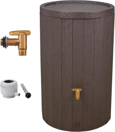 Regenton Compleet - Water Opslag - Tuin Bewatering - Houtlook Design - 220 Liter - Bruin