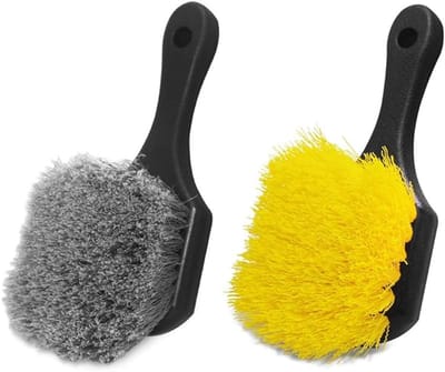 SnelShoppen - 2 Set Wiel & Band Borstel Cleaner voor Auto, Handmatige Velgen Reinigingsborstel Kit, Waterbesparend, Geel en Zwart, Ideaal voor Auto On