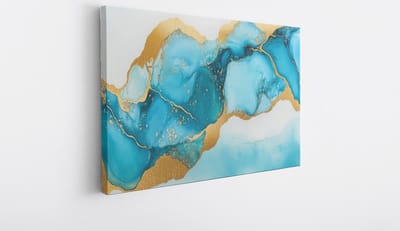 Saammp Canvas Schilderij - Blauw marmer - Abstract kunstwerk - 30x20 - Foto op canvas - Wanddecoratie - Muurdecoratie Woonkamer - Slaapkamer decoratie - Canvas Print