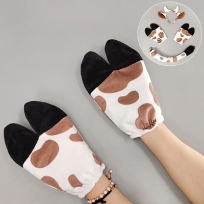 Bandeau Oreilles de Vache en Peluche Queue Poilue Sabots de Bœuf Gants Pattes Costume Animal Fursuit Accessoires Fête Masquée Cosplay Accessoires One Size