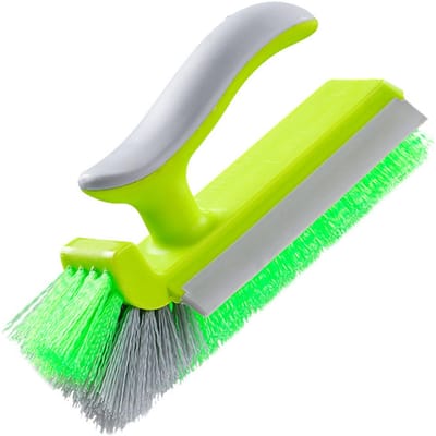 Brosse d'angle à récurer Poils en forme de V Raclette à eau pour miroir Gratte et brosse pour douche salle de bain vert gazon