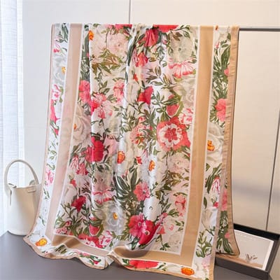 Groene Sjaals Bufandas Vrouwelijke Zijden Sjaal Mode Sjaal Elegante Hijab Vrouwen Luxe Foulard Echarpe Strand Sjaals Bandana 180x80cm beige
