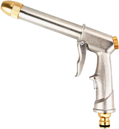 Metalen hogedrukwatersproeier – voor autowassen, bloemen besproeien – 360° draaibare sproeikop – multifunctioneel gereedschap 18 cm (zilver).L