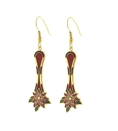 Behave - Oorhangers dames - bloemmotief - rood - 5 cm