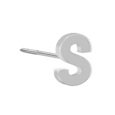 New Bling 9NB-908S - Zilveren oorsteker Letter S – Rhodium Plated – 4 mm – Per Stuk