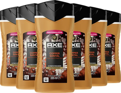 AXE Fine Fragrance Collection Douchegel - Copper Santal - 6 x 225 ml - Voordeelverpakking