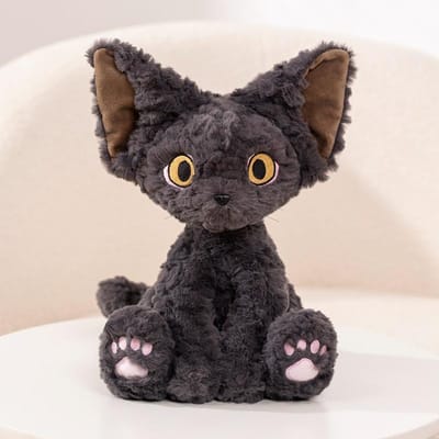 Schattige Zwarte Devon Kat Pluche Speelgoed Kussen Khaki Krullende Zwarte Kat Lange Haaren Pop Knuffeldieren Feestelijk Cadeau Voor Kinderen Verjaardag 30cm