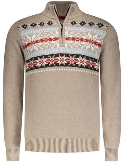 NZA - Zandkleurige pullover met gebreide print - Shimmering Sand