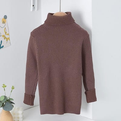 Pull pour garçon, T-shirt de base à col montant pour fille avec manches courtes en peluche, Pull épais d'automne et d'hiver pour enfants 160 kaki