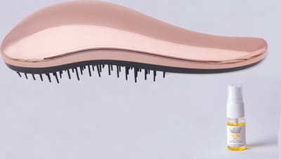 Haur Detangle haarborstel - rose goud - inclusief 10 ml arganolie - curve kam - massageborstel - ontklit borstel - detangling brush