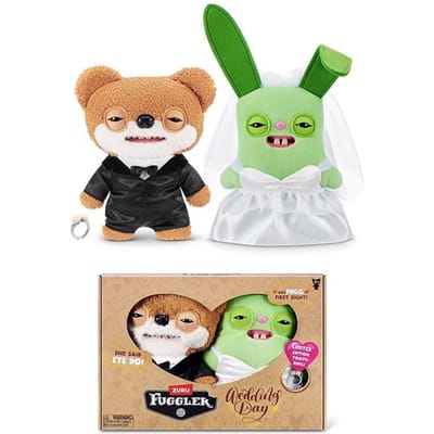 Fuggler Bruiloftsdag Zachte Pluche Pop Koppel Serie Lelijk Schattig Bruidsjurk Tanden Monster Speelgoed Grappige Cartoon Vriend Huwelijksgeschenken beige