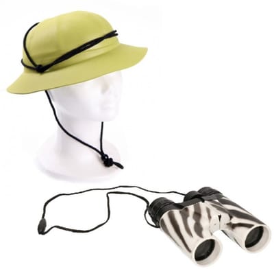 Carnaval verkleedset safari/jungle helm met verrekijker - kinderen - Onderzoeker/Ontdekkingsreiziger