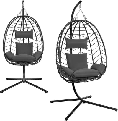 Mila Shop Hangstoel - Egg chair - Egg hangstoel - Hangstoel met standaard - Schommelstoel