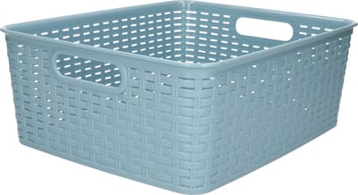 Plasticforte Opbergmand - Kastmand - rotan kunststof - ijsblauw - 12 Liter - 30 x 37 x 13 cm
