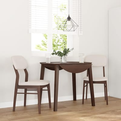 vidaXL - Eetkamerstoelen - met - kussens - 2 - st - massief - hout - rubber - bruin