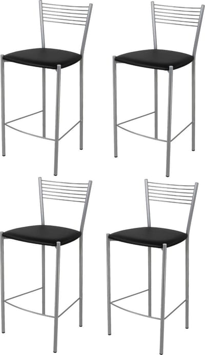 Tommychairs Elegance - Eetkamerstoelen - Set van 4 - Chroom & Zwart - Kunstleer