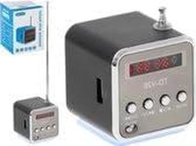 Mini Radio - Draagbare Radio - Muziek Streamen - Ingebouwde Bluetooth - 150 Gram - Zwart Zilver