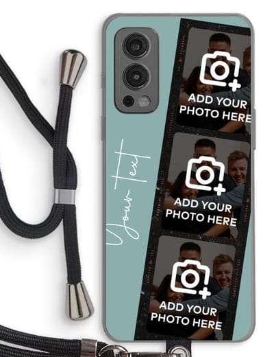 Gepersonaliseerd - Case Company® - Hoesje met koord geschikt voor OnePlus Nord 2 5G hoesje met Koord - Filmrol N°1 - Telefoonhoesje met Zwart Koord - Bescherming aan alle Kanten en Over de Schermrand