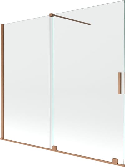 Mexen Velar badwand 2-vleugelig schuifbaar 180 x 150 , transparant, geborsteld koper - 896-180-000-01-65