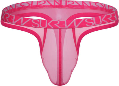 SUKREW Sheer Low-rise Thong Elect Pink - MAAT XS - Erotisch Heren Ondergoed - String voor Man - Sexy mannen String