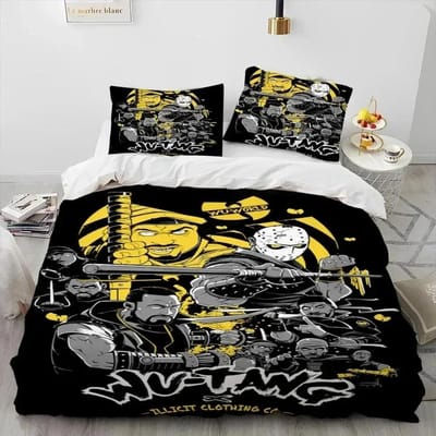 Housse de couette et ensemble de literie Wu T-TANG Clans pour groupe de musique Hip Hop, Housse de couette, Ensemble de lit, Housse de couette, Taie d'oreiller, Ensemble de literie taille king/queen EU Twin 135x200cm