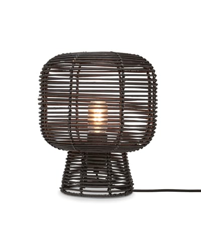 Good&Mojo TANAMI Tafellamp 30 cm – Zwart Rotan – Duurzaam Design – Ø27 cm