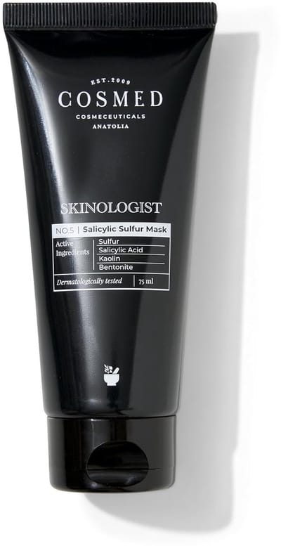 Cosmed Skinologist – Salicylic Acid & Sulfur Clay Mask – Blackhead Remover Purifying Clay Masker tegen Acne & Mee-eters – Gezichtsmasker met Salicylzuur en Zwavel – 75 ml