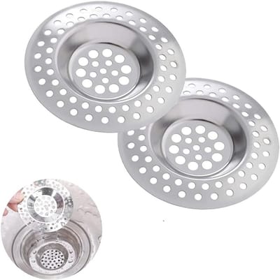 Wasbakfilter Set van 2, RVS Afvoerbescherming, Afvoerzeef voor Keukens en Badkamers, 7.5 cm