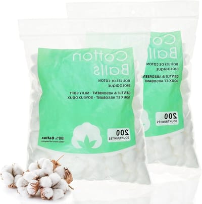 Katoenen ballen - Wattenbollen - Make-up verwijderen - Natuurlijk katoen - 400 stuks - Wit