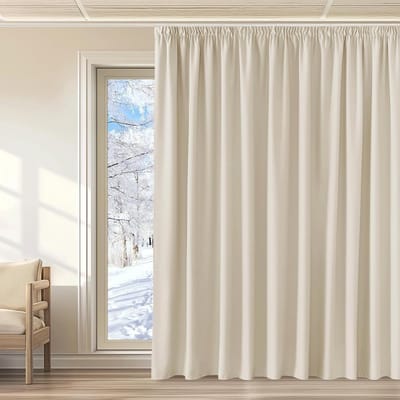 Ruimteverdeler warmtebeschermingsgordijn kinderkamer 1-set 260 x 300 cm (HxB) woonkamer verduisteringsgordijn rifband gordijnen ondoorzichtig voor rail, lichtbeige