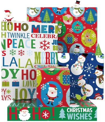 Dailygoods- Kerstinpakpapier set van 4 - inpakpapier verjaardag - inpakpapier kinderen - inpakpapier rollen - inpakpapier verhuizen - 50 x 70 cm vellen