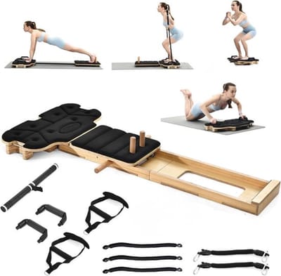 Dperi® Pilates board - pilates reformer - Incl oefeningen - Opvouwbaar - pilates set - Home workout