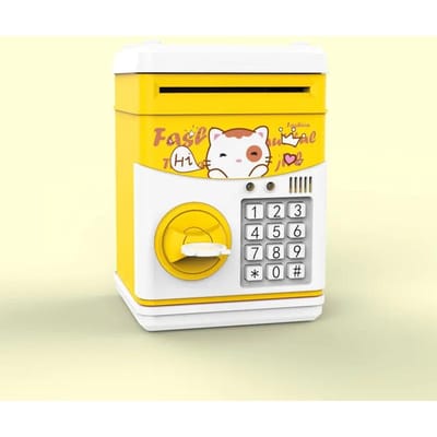 1 stuks Multifunctionele Spaarpot Onbreekbaar Kinderen Kinderen Geld Munt Spaarpot Opbergdoos Verjaardagscadeaus Speelgoed (Geopend met sleutel) yellow