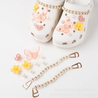 Schoenaccessoires-geschikt voor crocs charms- geschikt voor crocs pins- geschikt voor crocs Accessoires- geschikt voor Crocs Jibbitz-Oranje vlinder [14 stuks met sluiting]