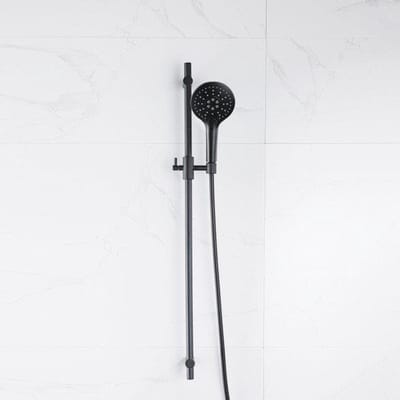 FugaFlow Eccelente Acces glijstangset met ronde handdouche, metalen doucheslang mat zwart