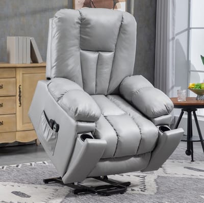 MIVRAY Relaxfauteuil 94 x 96 x 106 cm - Elektrisch Verstelbaar Met Sta-op Hulp En Massagefunctie - Voor Woonkamer - Microvezel Donkergrijs