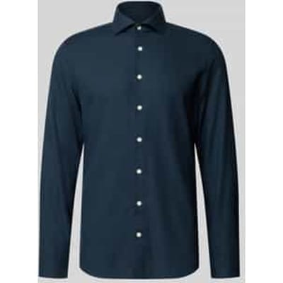 Seidensticker slim fit overhemd - popeline - blauw geruit - Strijkvrij - Boordmaat: 40