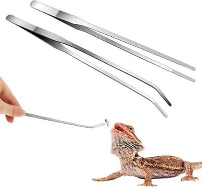 Set van 2 Lange Pincetten van 27 cm, Recht en Gebogen, RVS Pincetten voor Aquariums, Voeding en Plantenzorg voor Reptielen