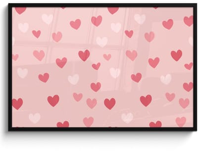Poster in lijst - Fotolijst 120x80 cm - Posters - Hartjes - Patroon - Roze - Eenvoudig - Posterlijst zwart - Decoratie - Wanddecoratie woonkamer - Muurdecoratie slaapkamer