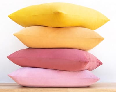 Set van 4 Decoratieve Kussenhoezen Fluweel in Geel en Roze