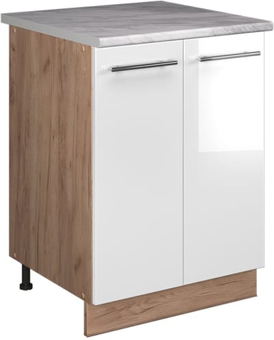 Vicco Wastafelkast Fame-Line, Wit Hoogglans/Goudkleurig Eiken, 60 cm