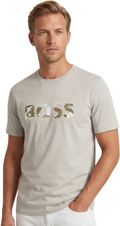 t-shirt beige Boss Orange Teinsignia opdruk