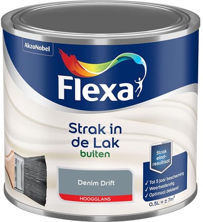 Flexa - Strak In De Lak Buitenlak Hoogglans - Denim Drift - Mengverf - 500 Ml