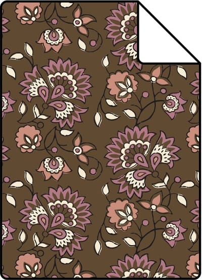 Proefstaal ESTAhome behang vintage bloemen bruin - 26.5 x 21 cm - 131821-S