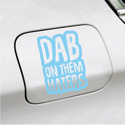 Bumpersticker - Dab On Them Haters - 10 X 14,5 - Licht Blauw