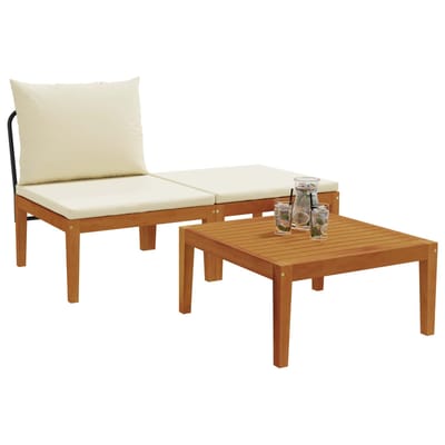 vidaXL - 3 - st - Tuin - Lounge - Set - met - Kussens - Massief - acaciahout - & - touw